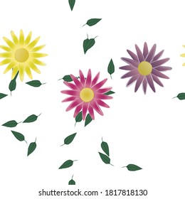 Flores y hojas sin fisuras de vectores ornamentales.