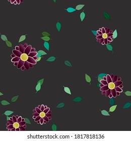 Flowers and leafs seamless ornamental vector pattern.