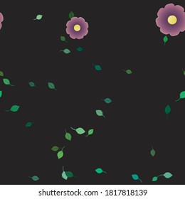 Flowers and leafs seamless ornamental vector pattern.
