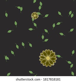 Flowers and leafs seamless ornamental vector pattern.