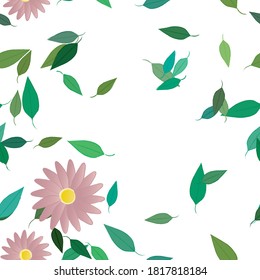 Flowers and leafs seamless ornamental vector pattern.