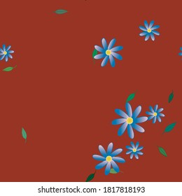Flowers and leafs seamless ornamental vector pattern.