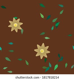 Flowers and leafs seamless ornamental vector pattern.