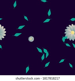 Flowers and leafs seamless ornamental vector pattern.