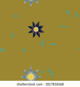 Flowers and leafs seamless ornamental vector pattern.