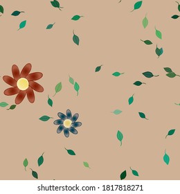 Flowers and leafs seamless ornamental vector pattern.