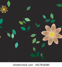 Flowers and leafs seamless ornamental vector pattern.