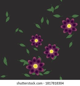 Flowers and leafs seamless ornamental vector pattern.