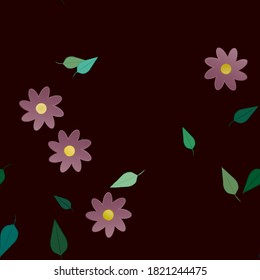 Flowers and leafs seamless ornamental vector pattern.
