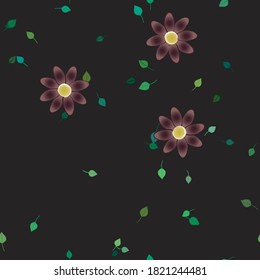 Flowers and leafs seamless ornamental vector pattern.