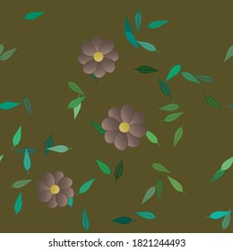 Flowers and leafs seamless ornamental vector pattern.