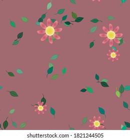 Flowers and leafs seamless ornamental vector pattern.