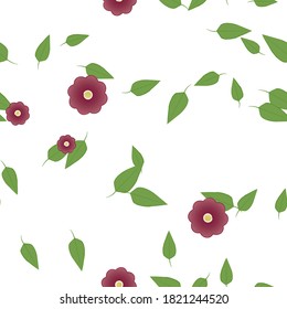 Flowers and leafs seamless ornamental vector pattern.