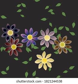 Flores y hojas sin fisuras de vectores ornamentales.