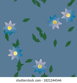 Flowers and leafs seamless ornamental vector pattern.