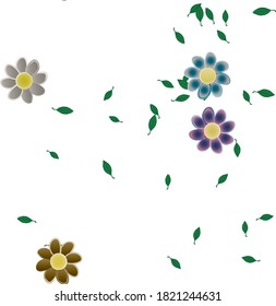 Flowers and leafs seamless ornamental vector pattern.