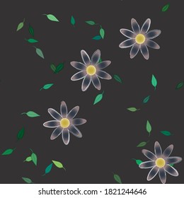 Flores y hojas sin fisuras de vectores ornamentales.