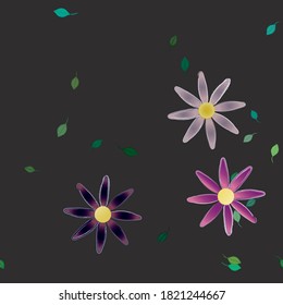 Flowers and leafs seamless ornamental vector pattern.
