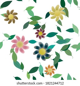 Blumen und Blätter nahtlose dekorative Vektormuster.