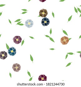 Flowers and leafs seamless ornamental vector pattern.