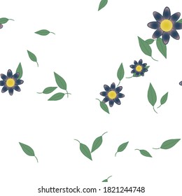 Flowers and leafs seamless ornamental vector pattern.