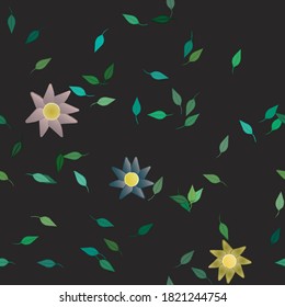 Flowers and leafs seamless ornamental vector pattern.