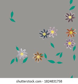 Flowers and leafs seamless ornamental vector pattern.