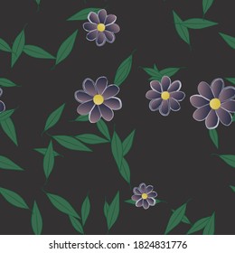 Flowers and leafs seamless ornamental vector pattern.