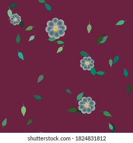 Flowers and leafs seamless ornamental vector pattern.