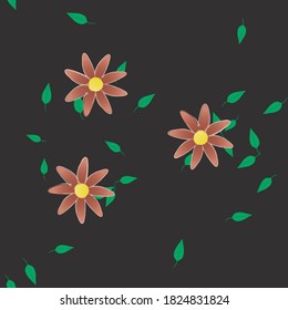 Flowers and leafs seamless ornamental vector pattern.