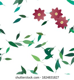 Flores y hojas sin fisuras de vectores ornamentales.