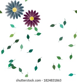 Flowers and leafs seamless ornamental vector pattern.