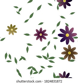 Flores y hojas sin fisuras de vectores ornamentales.