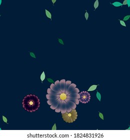 Flowers and leafs seamless ornamental vector pattern.