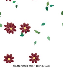 Flowers and leafs seamless ornamental vector pattern.