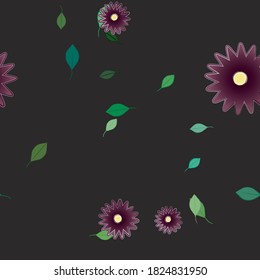 Flowers and leafs seamless ornamental vector pattern.