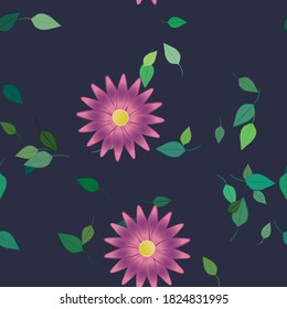 Flores y hojas sin fisuras de vectores ornamentales.