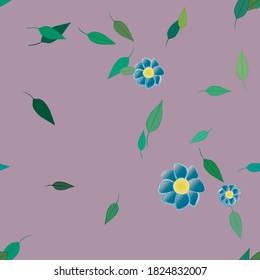 Flowers and leafs seamless ornamental vector pattern.