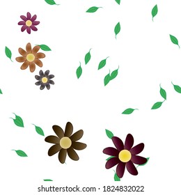 Flores y hojas sin fisuras de vectores ornamentales.