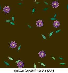 Flowers and leafs seamless ornamental vector pattern.
