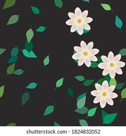 Flowers and leafs seamless ornamental vector pattern.