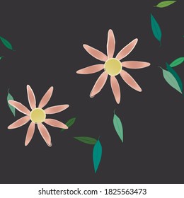 Flowers and leafs seamless ornamental vector pattern.