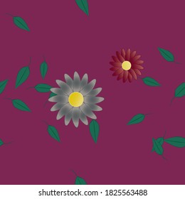 Flowers and leafs seamless ornamental vector pattern.
