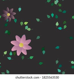 Flowers and leafs seamless ornamental vector pattern.