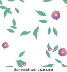 Flowers and leafs seamless ornamental vector pattern.