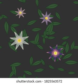 Flowers and leafs seamless ornamental vector pattern.