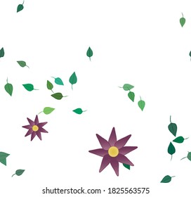 Flowers and leafs seamless ornamental vector pattern.