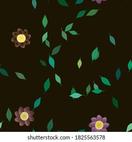 Flowers and leafs seamless ornamental vector pattern.