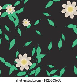 Flowers and leafs seamless ornamental vector pattern.