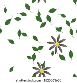 Flowers and leafs seamless ornamental vector pattern.